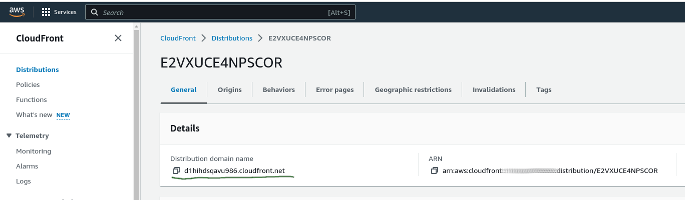 Location of Cloudfront DNS name